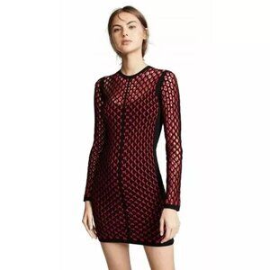 Rag Bone Women's Wes Dress Red Black Mesh Stretch Mini Cocktail M Sexy Chic